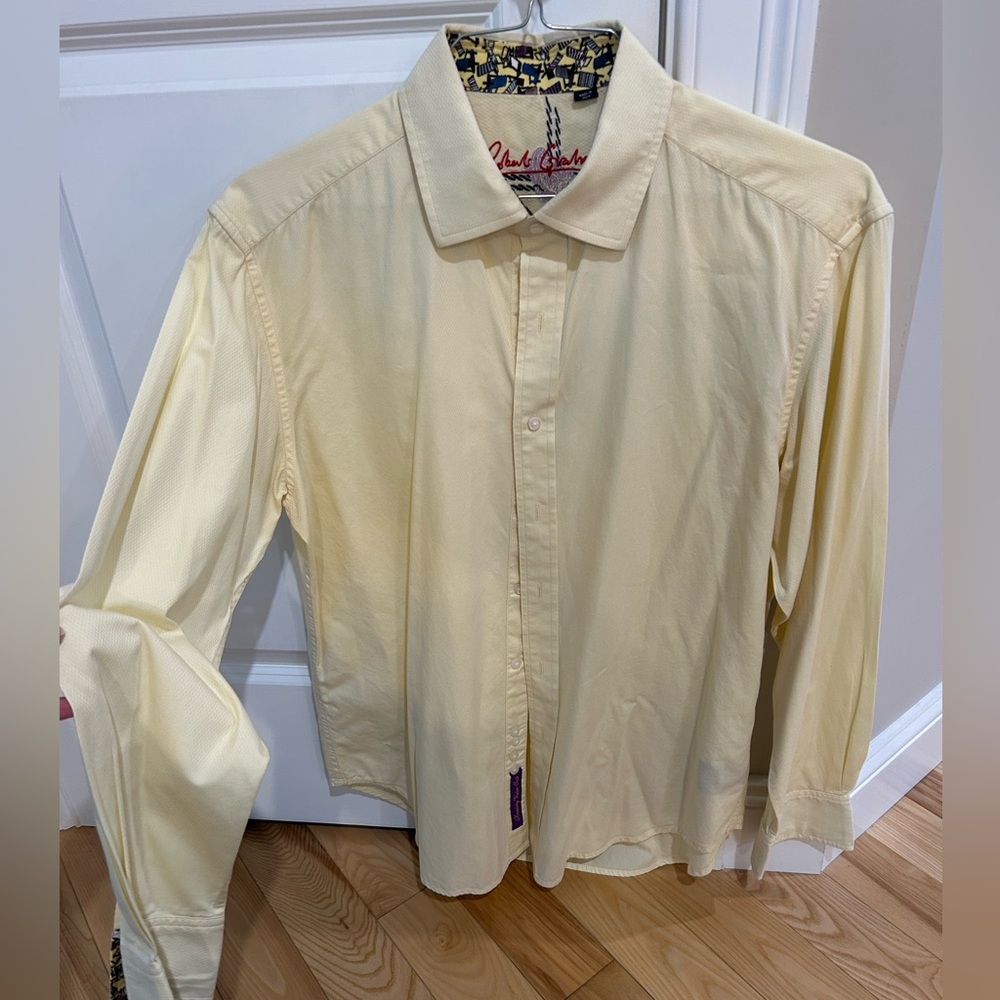 Robert Graham Light Yellow Shirt with Patterned Collar
